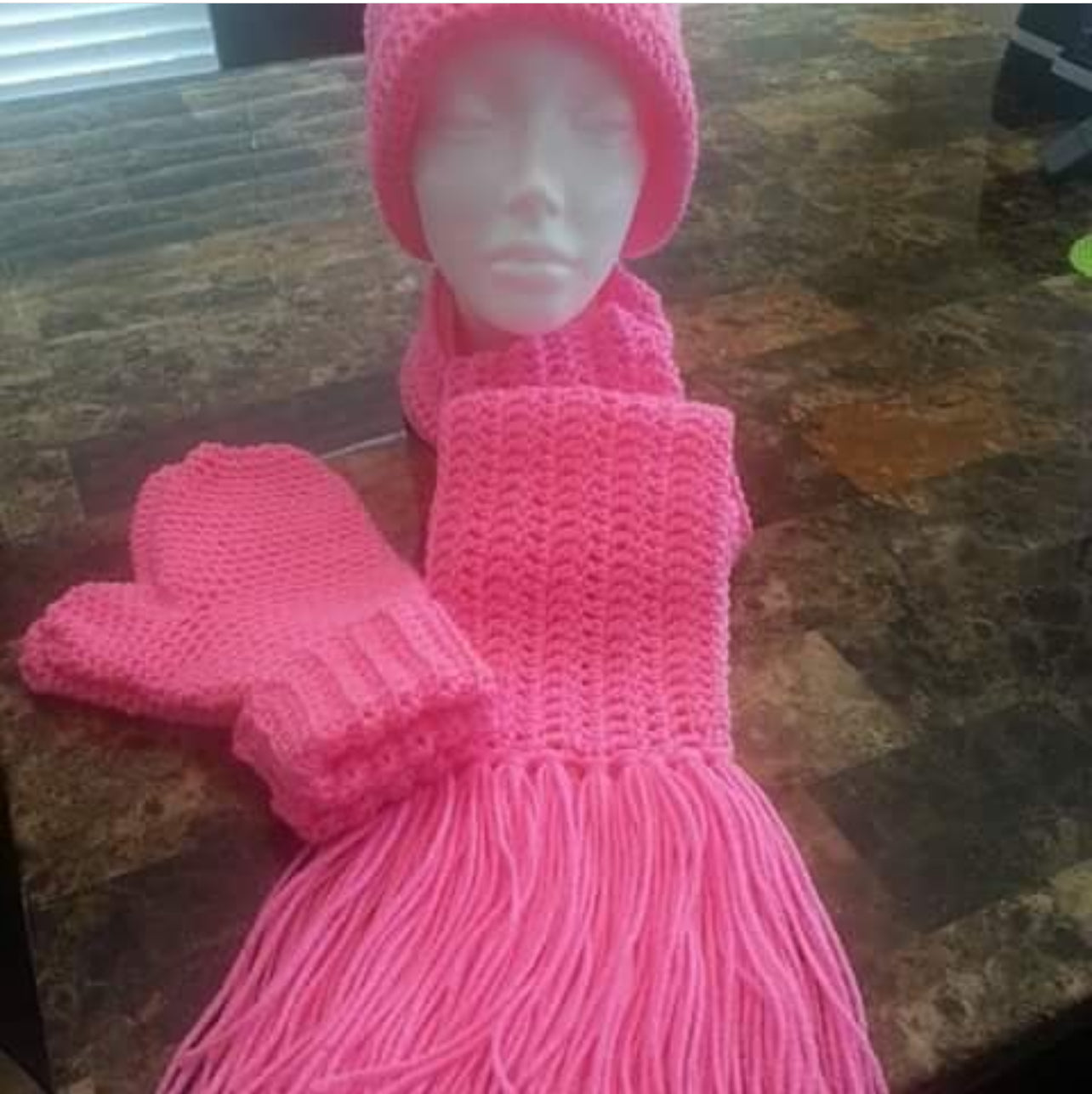 Women Scarf, Hat & Mitten Set