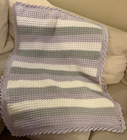 Stripped crib size baby blanket
