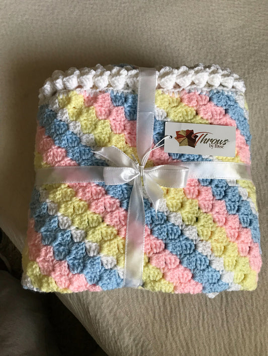 Handmade C2C multicolored baby blanket